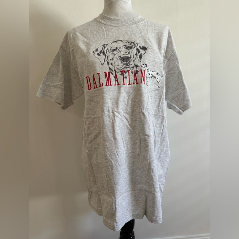 GR8 Dogs Gildan Heather Gray Large Dalmatian Embroidered Short Sleeve Tee
